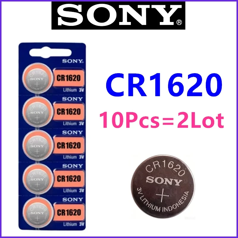10Pcs Original For Sony CR1620 Lithium Battery Watch Toy Calculator Car Key Remote Control Button Coin Cells