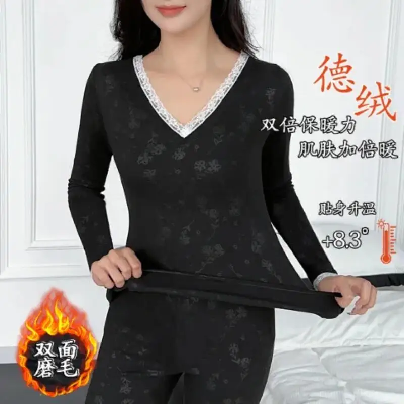 Hot 2026 Women Autumn Winter New Comfort Warm Underwear Set Seamless Round Neck Heated Interior for Wearing Autumn Clothes Pants