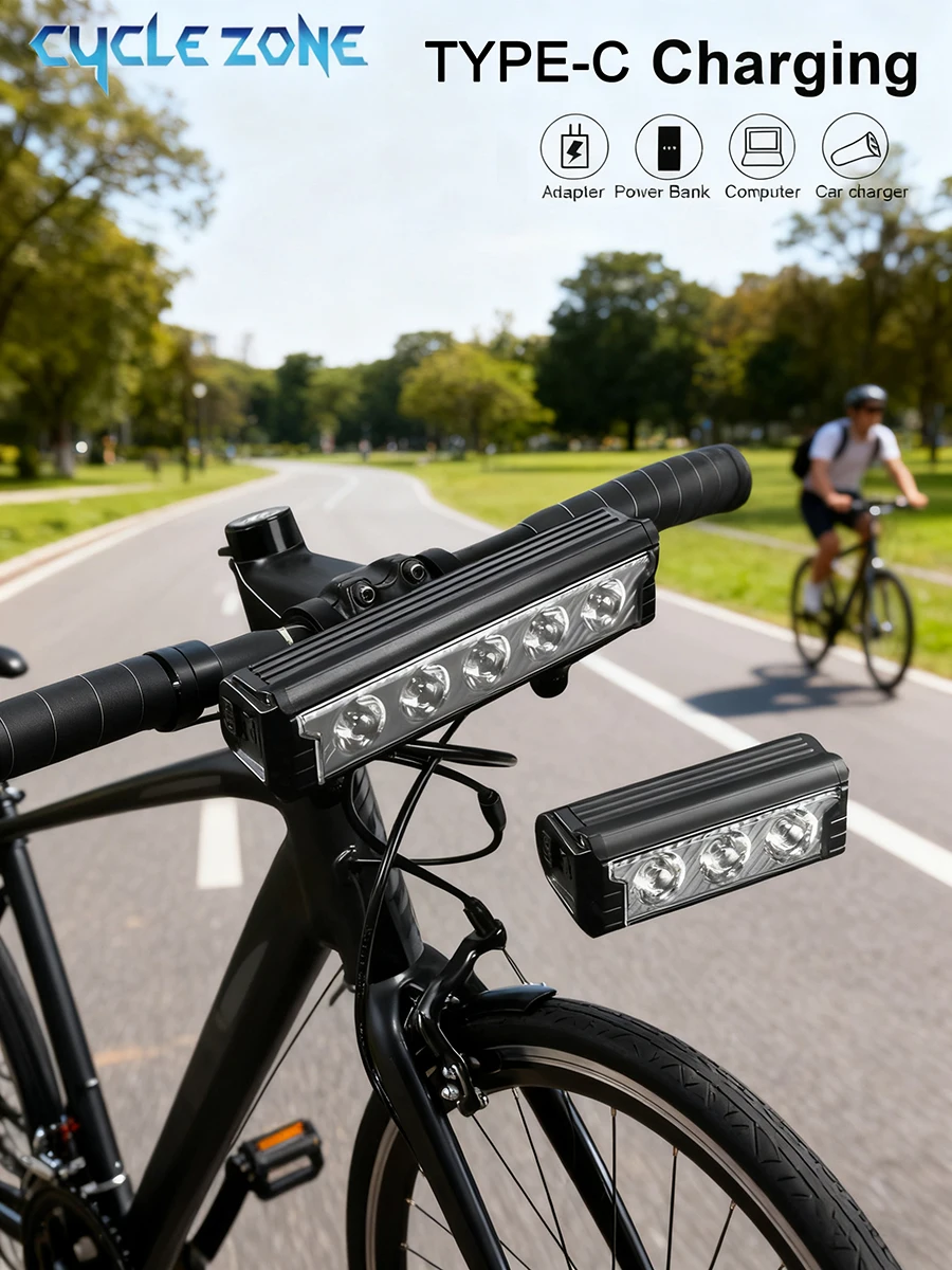 

3/5LED Bicycle Front Light 5 Lighting Modes Rechargeable MTB Flashlight White Yellow Bicycle Headlamp Night Cycling Accessories