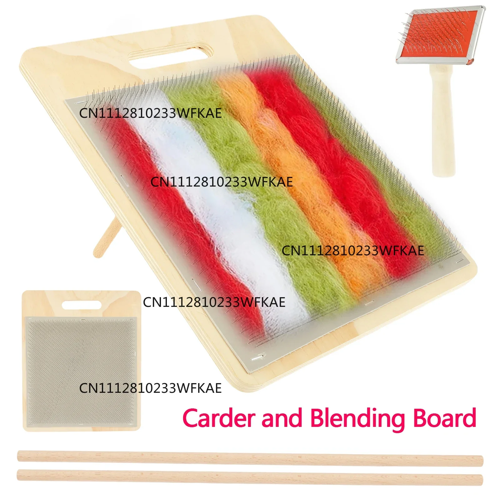 Carding Brush Set 25x25 cm Rubber & Gauze Blending Board with Wool Brush Wool Needle Felting Tools for Felt Making Craft DIY