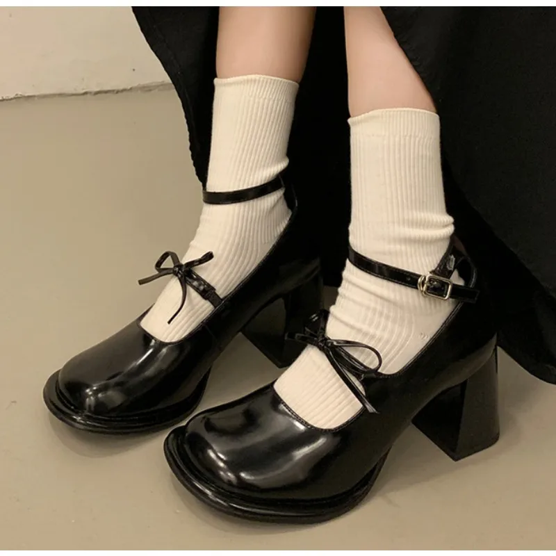 

Block Heels For Women Pumps Slip On Comfortable High-Heeled Shoes Mary Jane Sandals Ladies Shallow Mouth Basketball Platform Lac