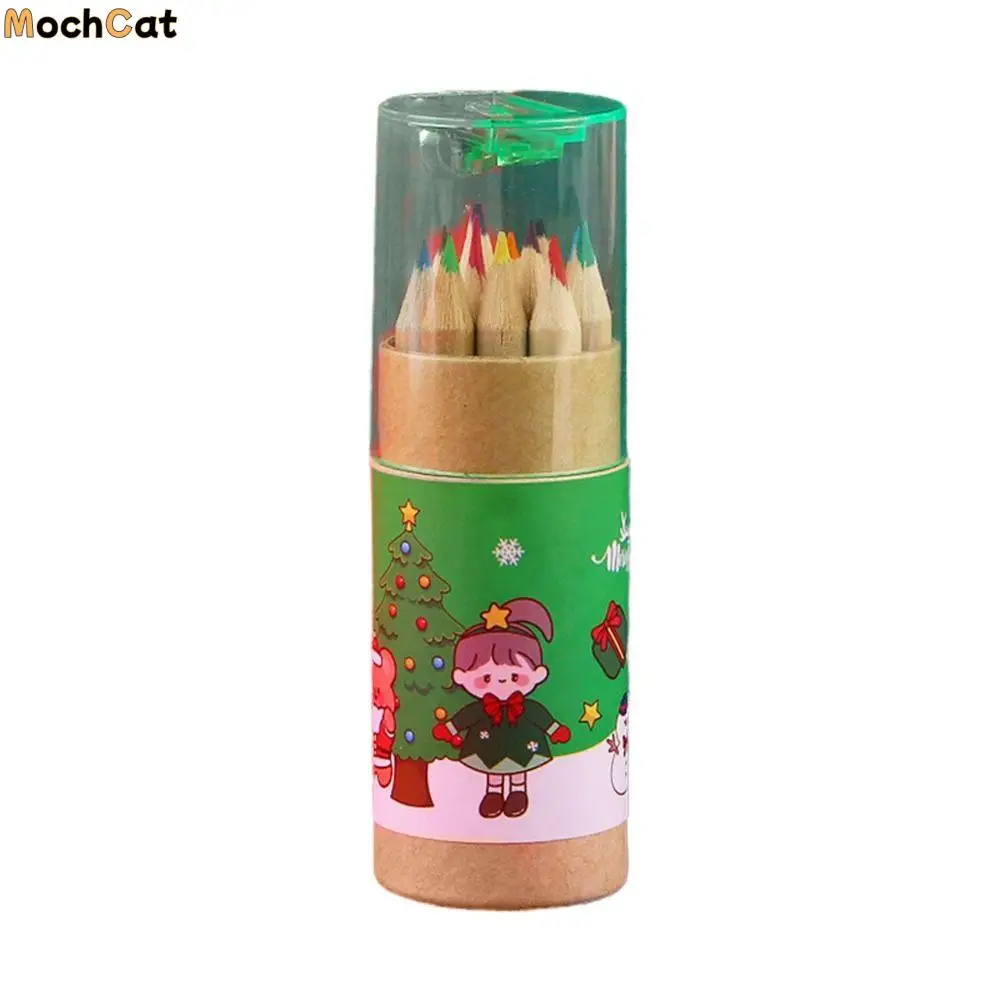 Fournitures de croquis peintes à la main, fournitures de papeterie, crayons de dessin, crayons en bois, stylo de croquis, crayons de couleur de noël