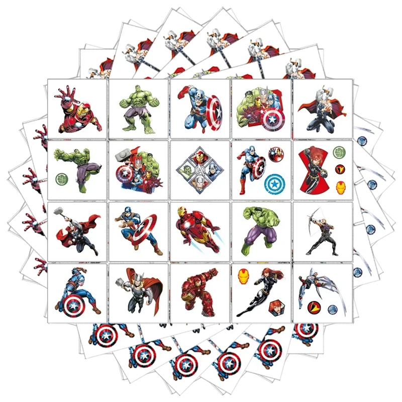 Ensemble d'autocollants de tatouage The Avengers Iron Man & the Hulk, 20 pièces, autocollants de récompense mignons pour enfants, paquet de décalcomanies pour ordinateur portable