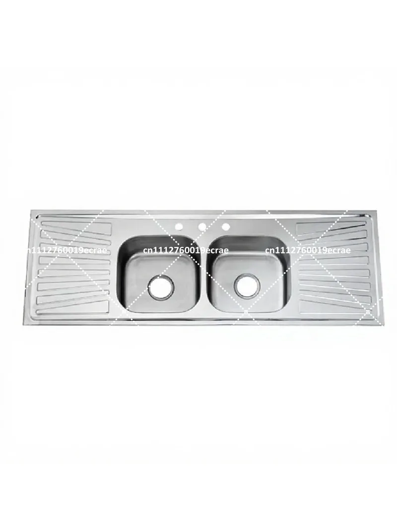 Double Bowl Kitchen Sink 1200mm with 1500x500 Drain Plate and Tray