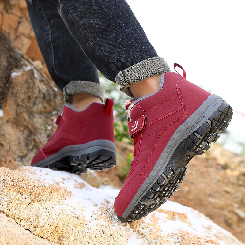 أحذية شتوية حرارية مقاومة للماء للرجال - أحذية رياضية ثلجية مبطنة بالقطيفة غير قابلة للانزلاق للطقس البارد