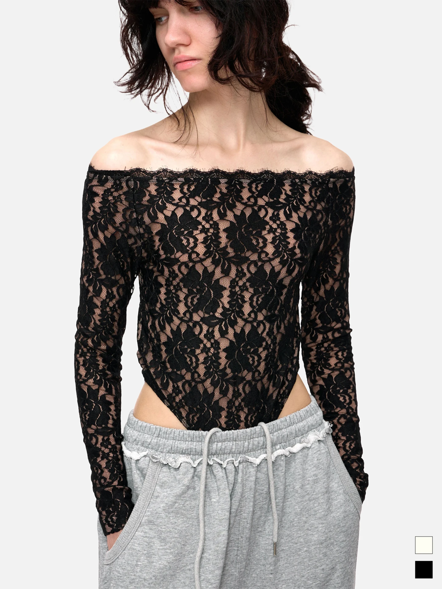 

Stunning One-oulder Lace Long Sve Innerwear Outerwear Women's Faionable Conced Csole Autumn Winter New Sle