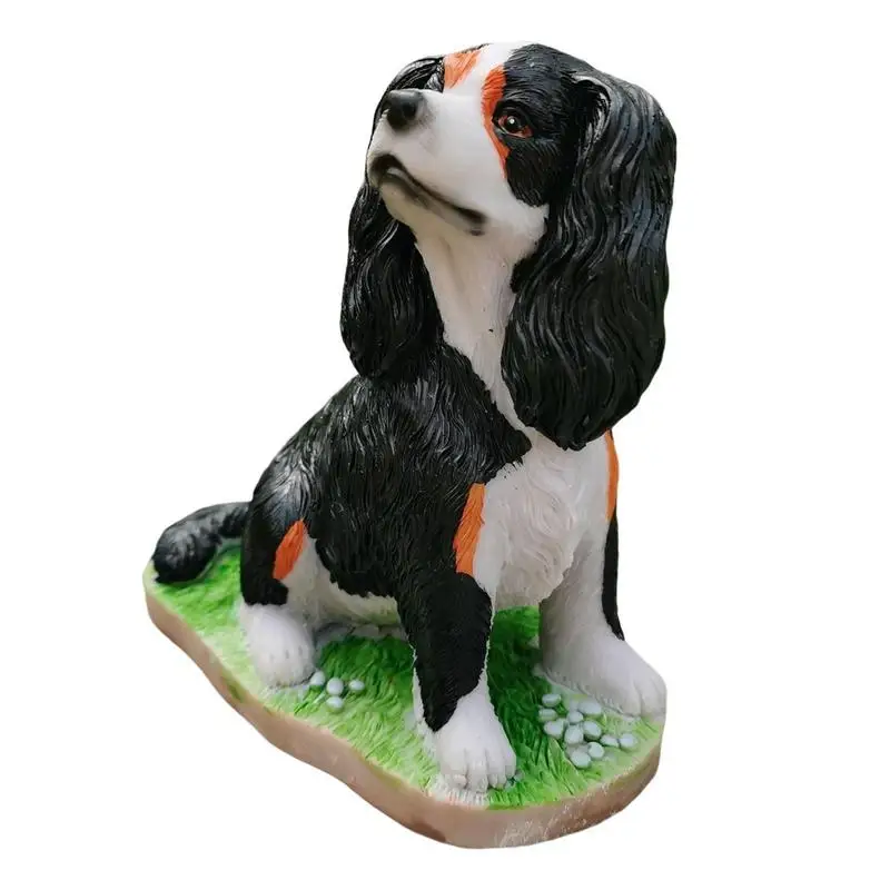 Cavalier King Charles Spaniel Sculpture Artificial Resin Cavalier King Charles Spaniel Statue Dog Statue Artifact Home Garden