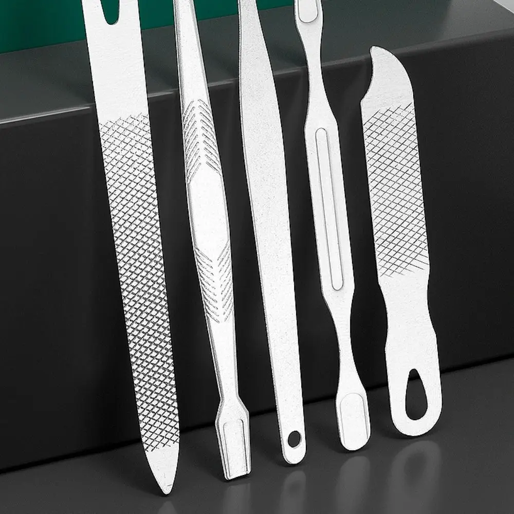 Conjunto de cortador de unhas portátil de aço inoxidável, 19 peças, beleza doméstica, ferramenta de lixamento de unhas, corte de pés, manga de couro, kits de manicure, presente