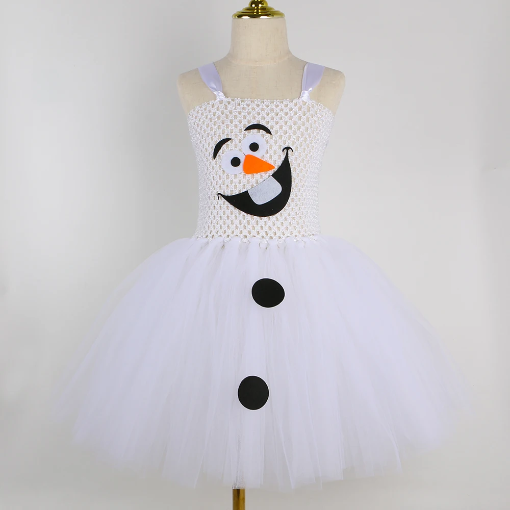 Boneco de neve Olaf Traje para crianças, White Snow Man Cosplay, Natal Halloween Holiday, Roupas extravagantes para crianças, Cartoon Tutu Dress