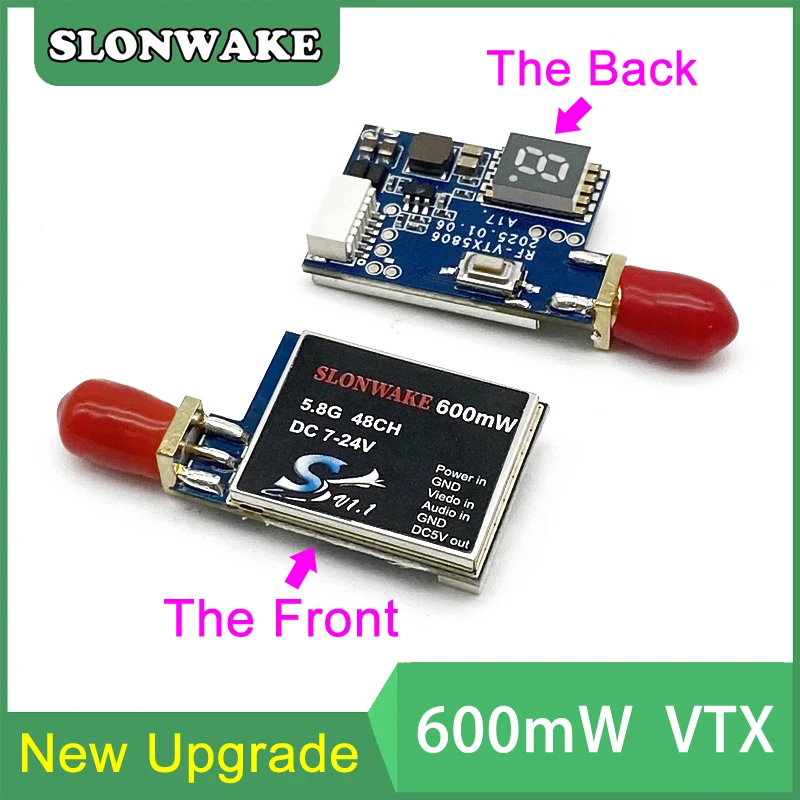 SLONWAKE TS5823 600mW 비디오 송신기 모듈 5.8GHz 48CH VTX에는 TS5828 TS5828S TS832 FPV 레이싱 드론 쿼드콥터용 5V BEC가 있습니다.
