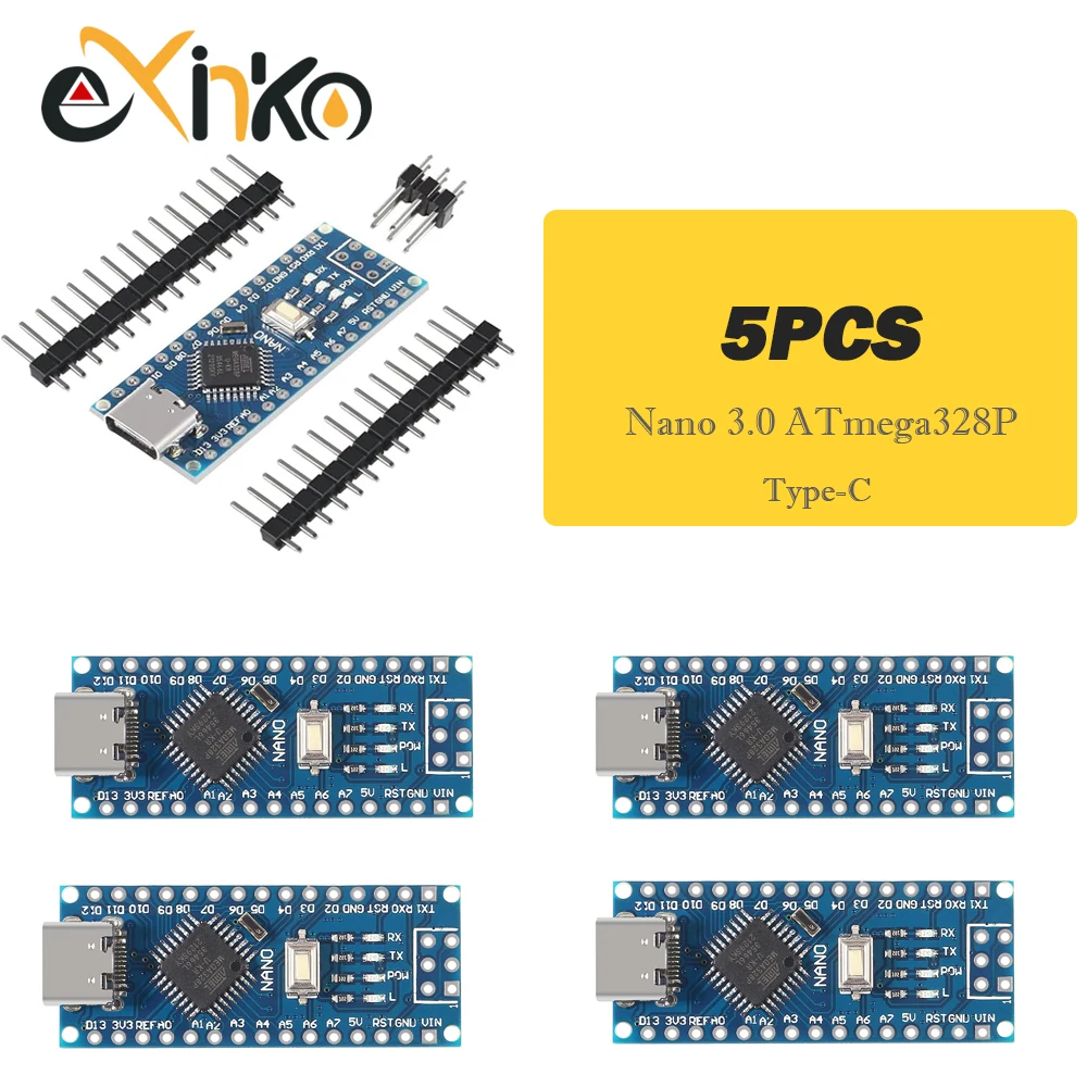 1–10 Stück Nano 3.0 mit dem Bootloader-kompatiblen Controller CH340 USB-Treiber Mini / Typ-C / Micro 16 MHz ATMEGA328P für Arduino