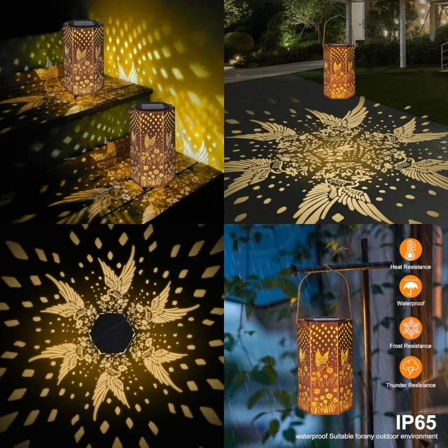 

Birthday Gifts for Women, 2 Pack Hummingbird Solar Lanterns Outdoor Waterproof - Mothers Day Gifts for Mom Grandma, Solar Light