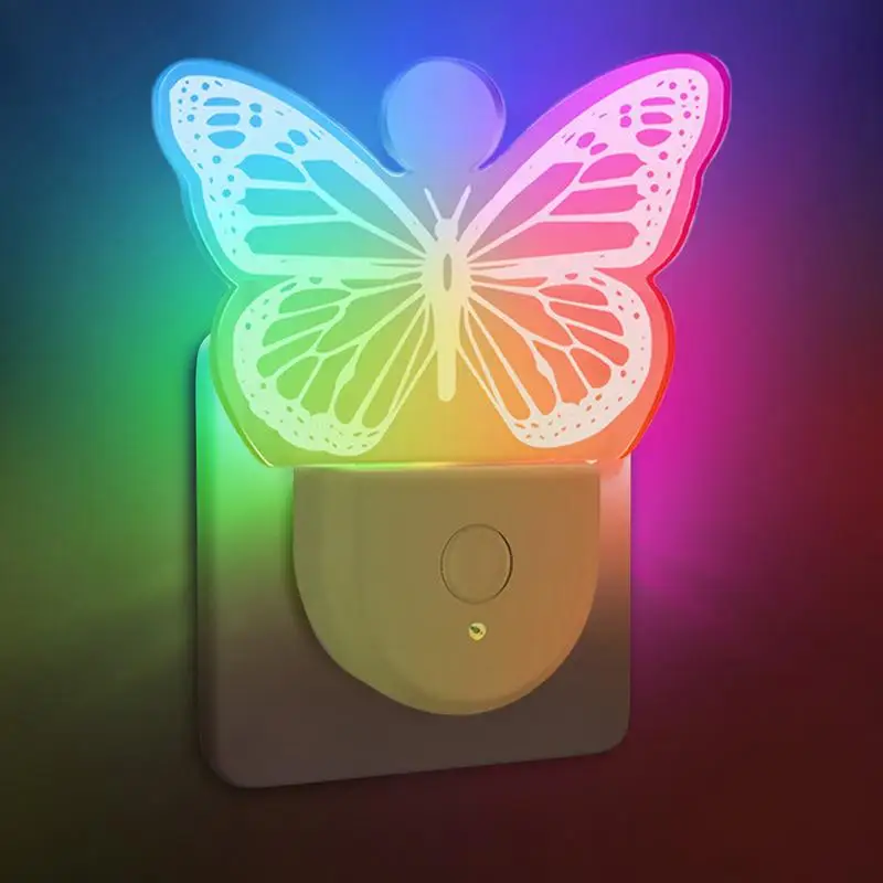 Night Lights Plug Into Wall Kids 6 Colors LED Butterfly Night Lights Plug Into Wall Children Room Atmosphere Lighting