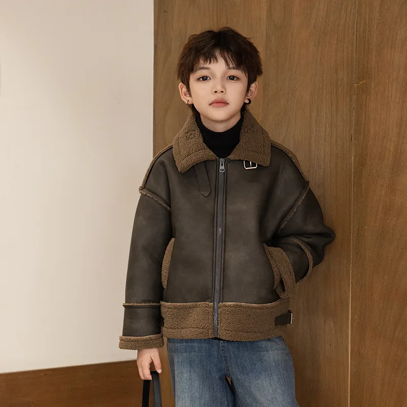 

Kids Boys' Plush Thick Warm Fur Coat Winter New Fashion Children's Coat