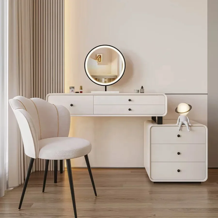 Penteadeira moderna com luzes ao redor do espelho ajustável LED smart vanity