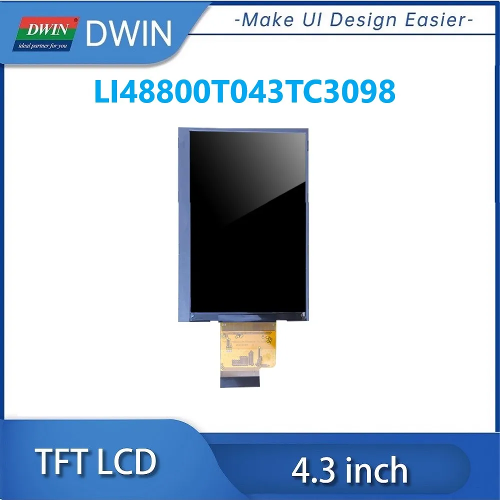 Imagem -02 - Dwin-tft Tela de Toque Resistiva Lcd 4.3 Polegada Ângulo de Visão Completo 480x800 Li48800t043tc3098