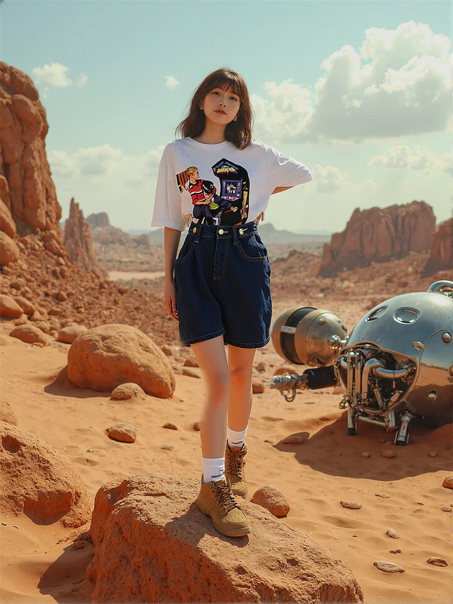 Pantaloncini da donna in tessuto denim Vinatge minuscolo giarrettiera da badminton combinazione diagramma treino corrida motociclista personalizzati