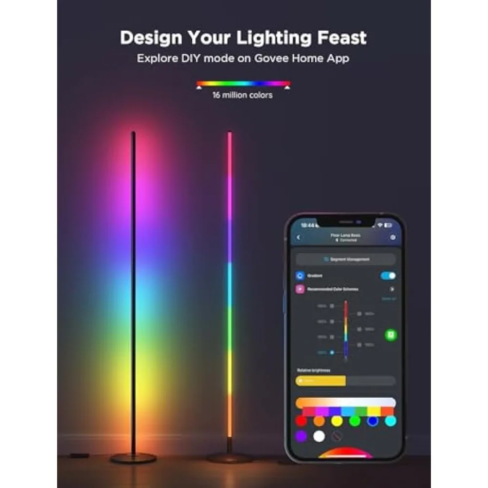 RGBIC Floor Lamp 2-Pack, LED Lamp Compatible with Alexa, Smart Standing Lamp with Voice Control