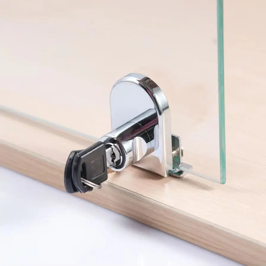 Brand New 4PCS Zinc Alloy Glass Cabinet Locks Shopping Mall Showcase Cabinet Lock Jewelry Display Cabinet Door Locks+Keys