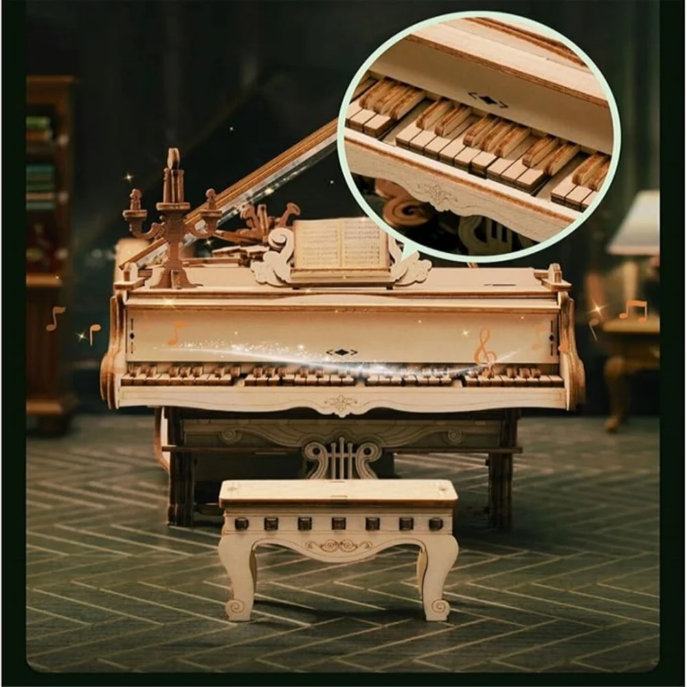 223PCSAdult 3D Wooden Puzzle Piano Model Kit 1:20 Scale Architectural Puzzle Wooden Music Box Prezent urodzinowy Zabawki dla kobiet