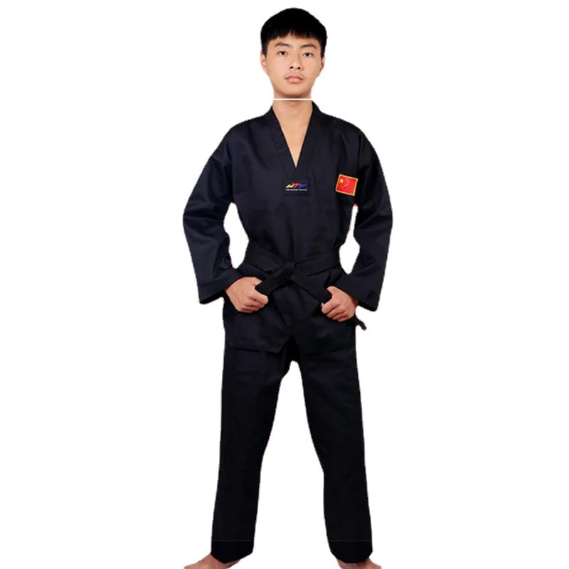 Black and Red Summer Children's Taekwondo Clothing Judoku Athletic Training Karate Adult Male and Female Taekwondo Clothes