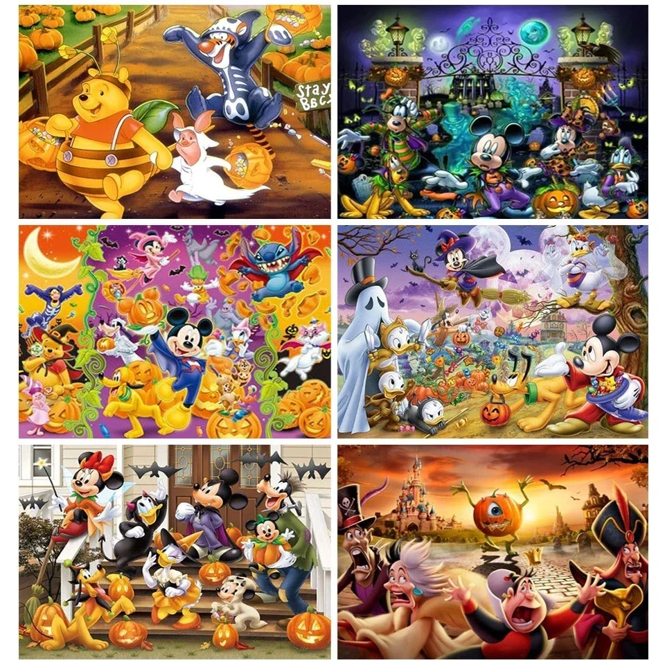 Puzzle de 1000 pièces Disney Minnie pour enfant, jeu de casse-tête brûlant pour Halloween, cadeau de vacances