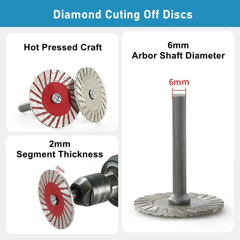 10pcs/set 40mm Cutting Engraving Blade Diamond Cutting Wheel Discs with 6mm Shank Carving Concrete Granite Sandstone Saw Blades