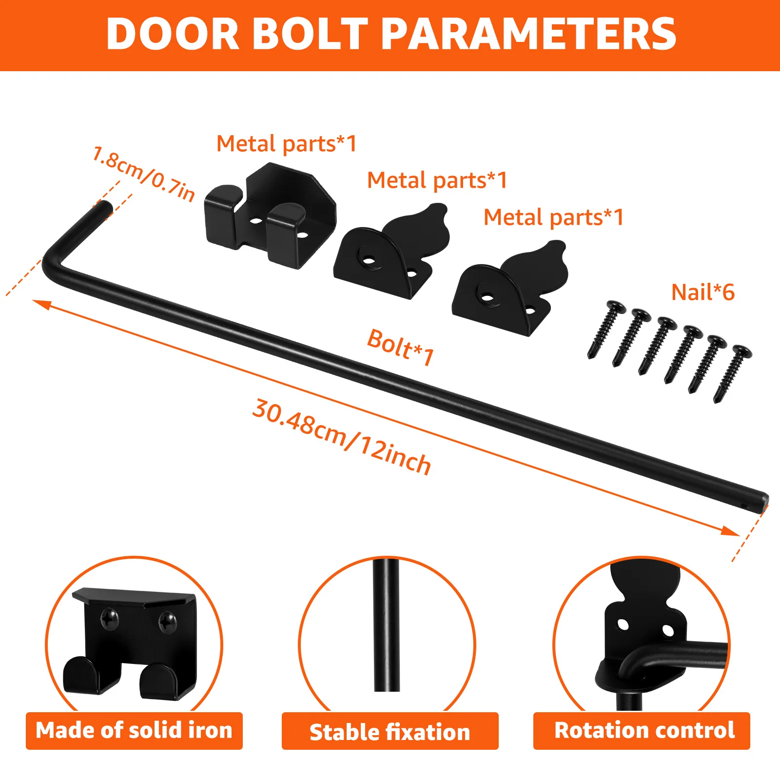 Loquet de Sol pour Clôture en Fer de 12/18 Pouces, Bouchon de Portes en Bois et PVC, 1/2 Pièces