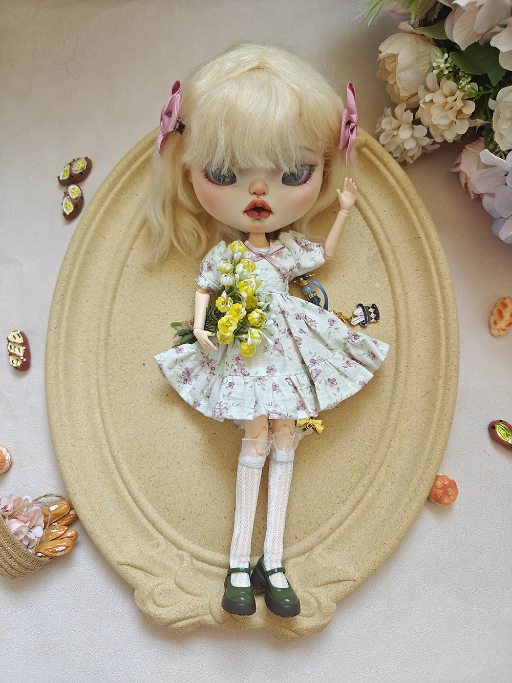 

Blythe doll Clothes Set Floral cake dress Cute Suit clothes for blythe Doll Dress for Blythe Ymy Licca Azones Ob22 24 27 doll