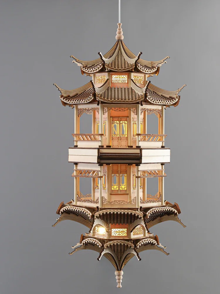 solid wood ancient building octagonal pavilion decoration