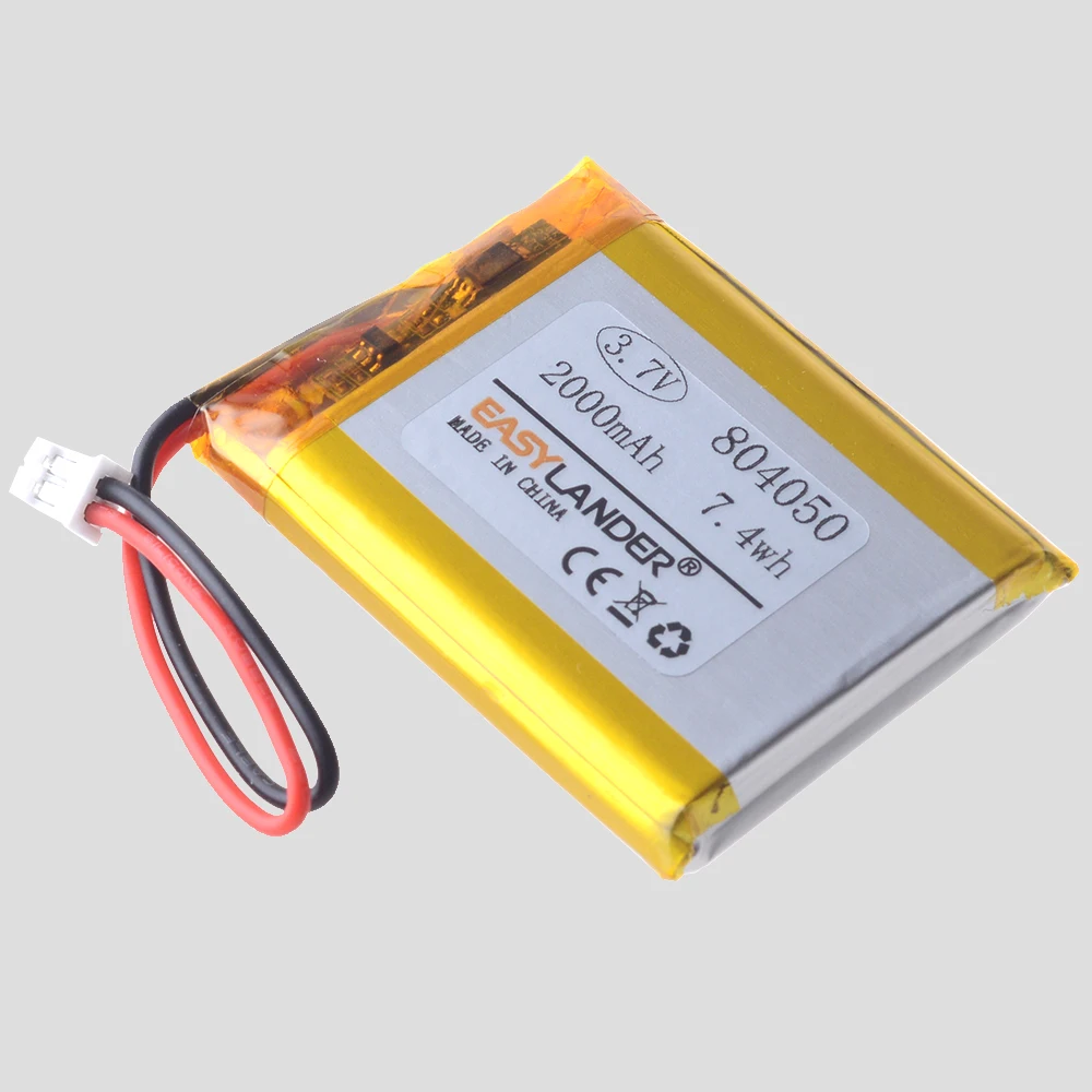 أسلاك السيليكون 804050   CE + Rohs 3.7V 2000mAh بطارية ليثيوم بوليمر ليثيوم أيون بطاريات ليبو JST 2.0 2P