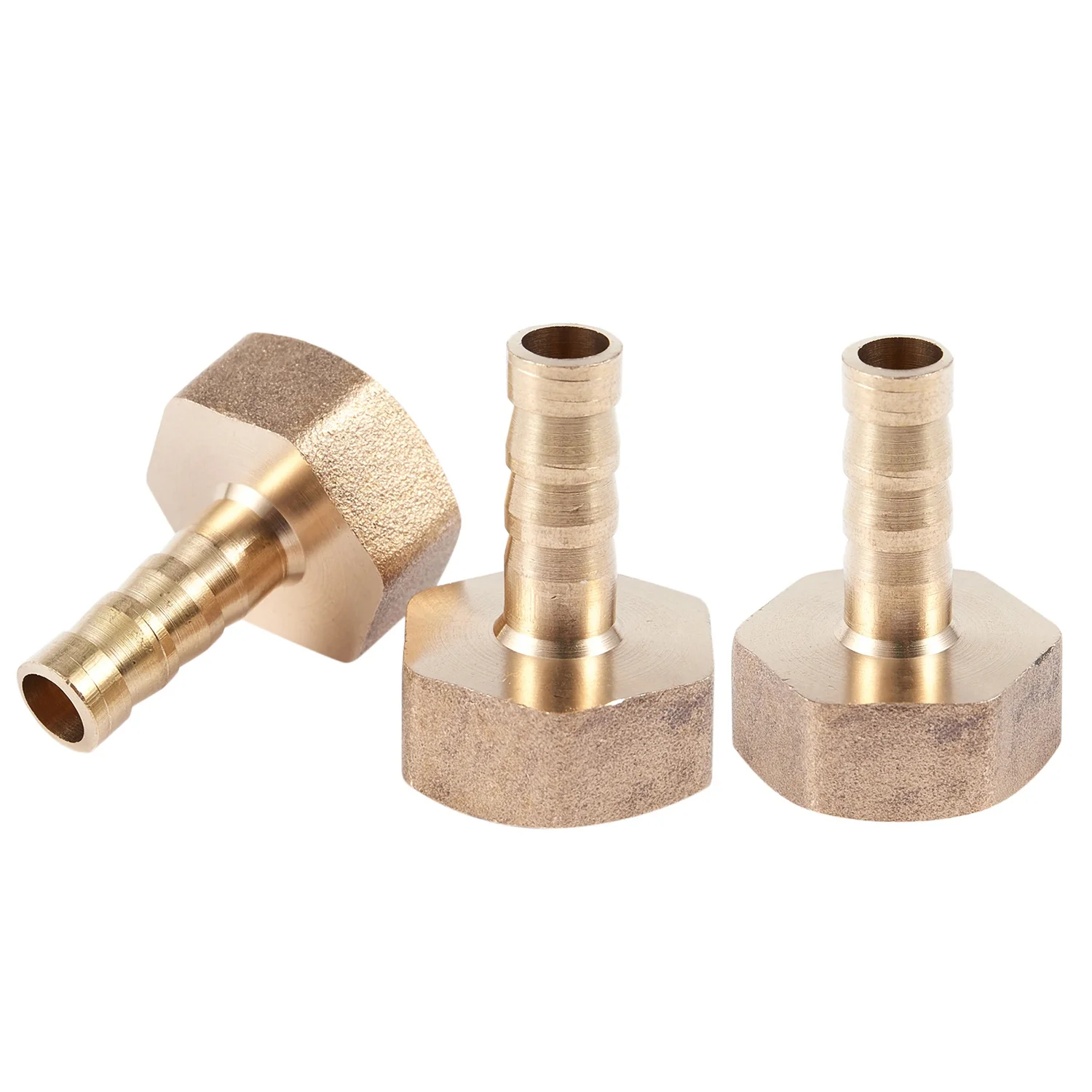 3 Pcs 1/2 BSP Female Thread 8mm Air Pneumatic Gas Hose Barbed Fitting Gold