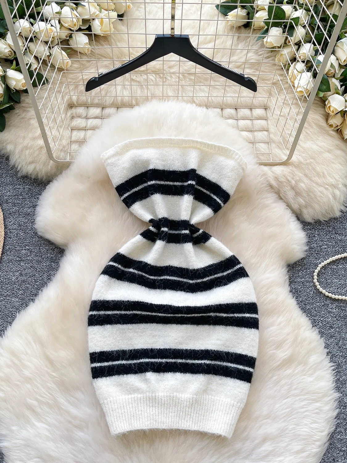 Minceur pur désir taille-collant Faionable Svel rayé tricoté enveloppement moulante Dr taille haute a-ligne été Dr