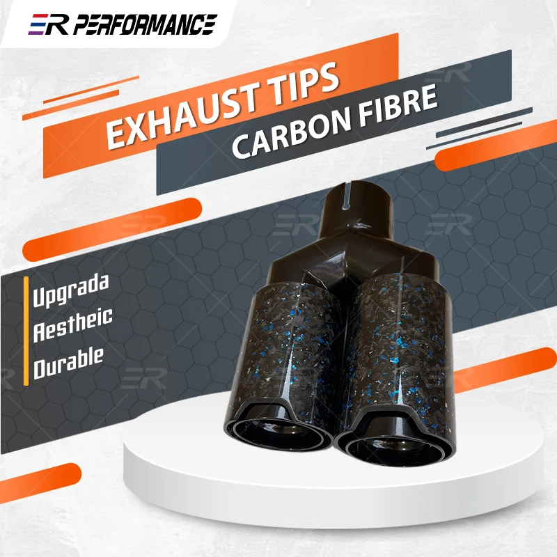 1 PC Double-out Muffler Tip Black Stainless Universal Car Accessories Forged Carbon Fiber Exhaust Tips End Pipes for BMW Series