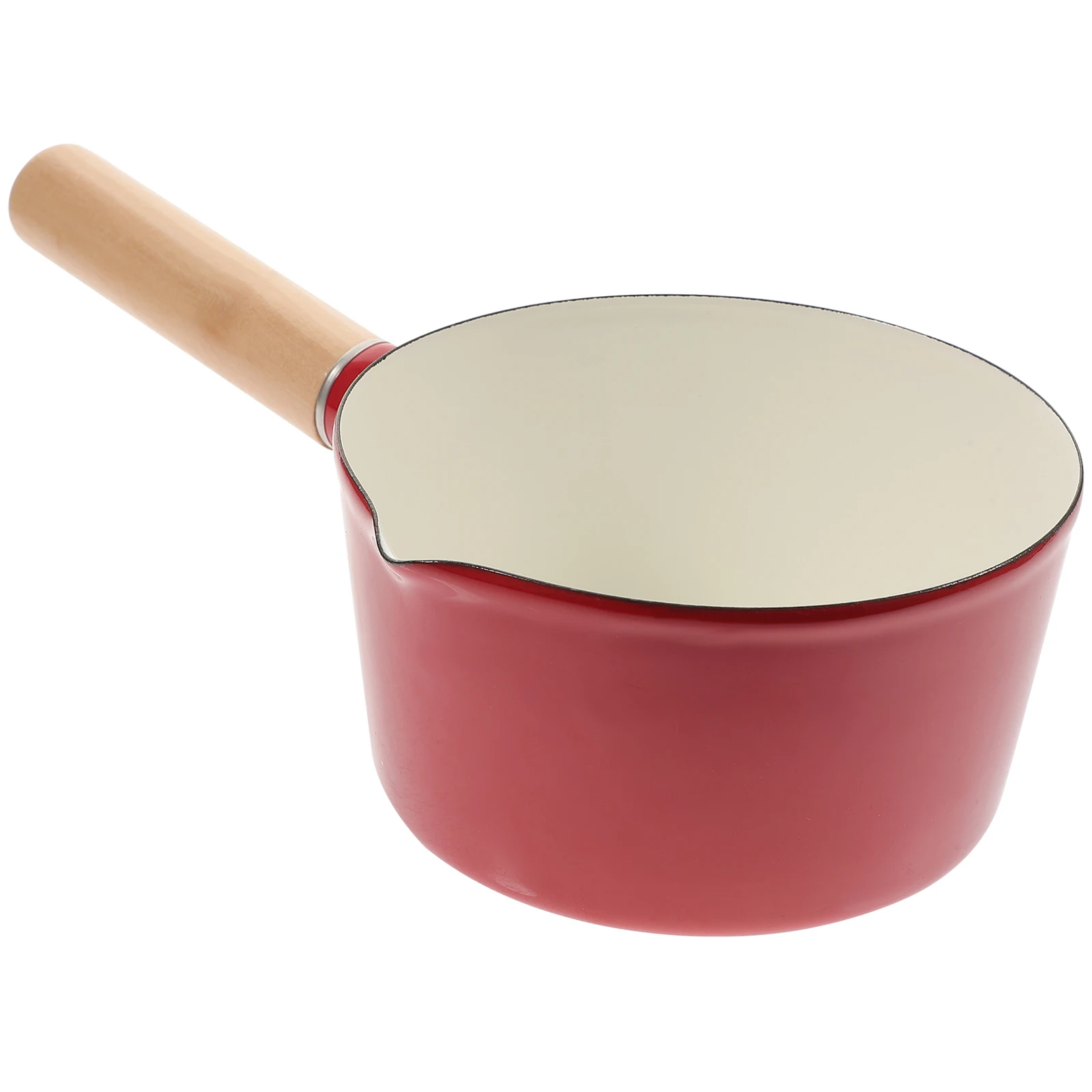 

Enamel Snow Frying Pan 1000ml Red Long Handle Small Pot Saucepan for Cooking Milk Eggs Soup Coffee Oatmeal Baby Food Kitchenware