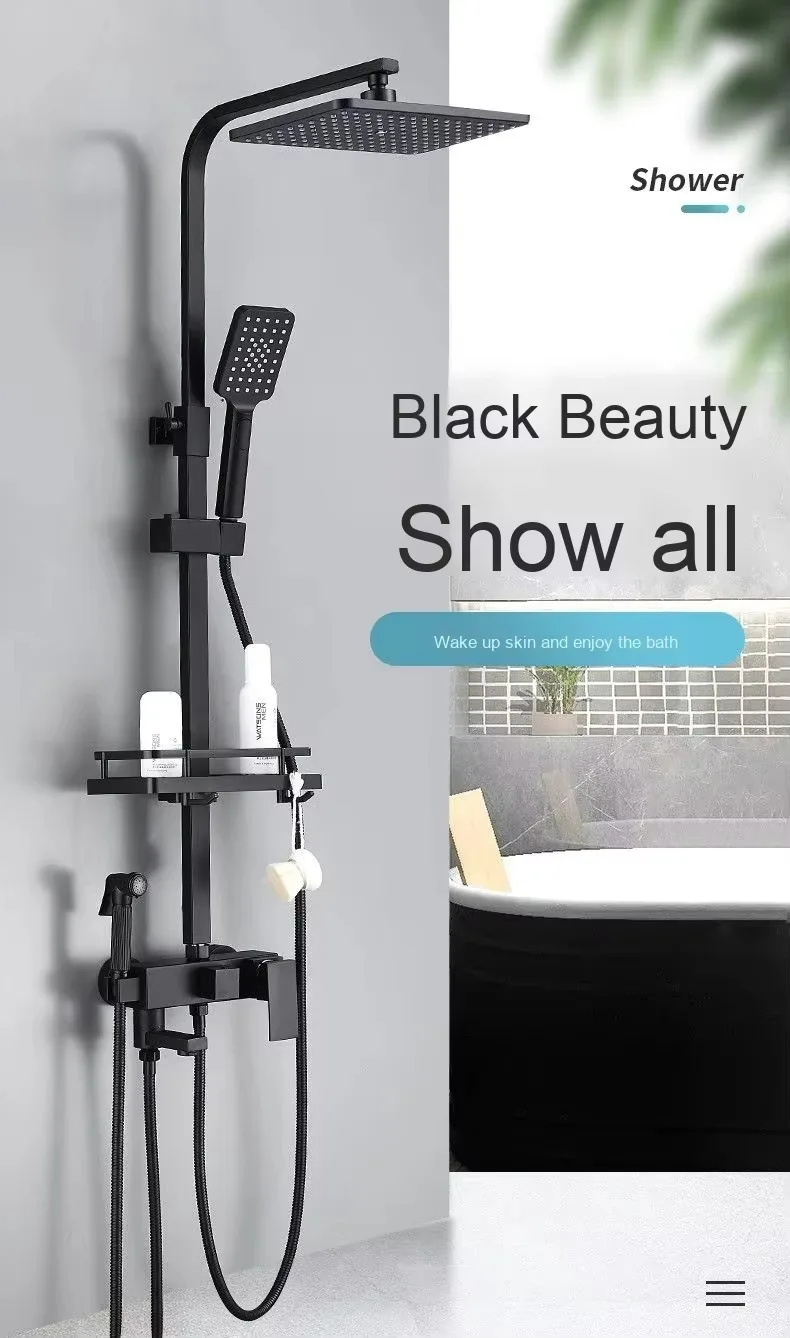 

New Arrival Stainless Steel 4 Function High Pressure Rainfall Hot Cold Shower Mixer Set