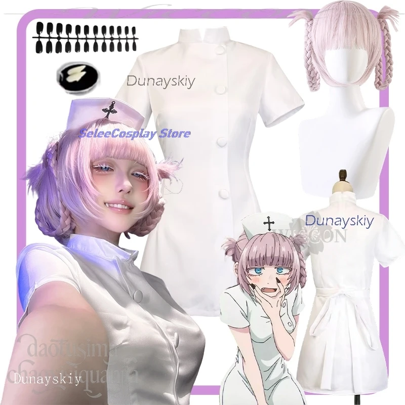 

Kawaii Goth Униформа медсестры CALL OF THE NIGHT Аниме Костюм 코스프레 Jirai Kei Girls Nanakusa Nazuna Косплей Мини Платье Парики Хэллоуин