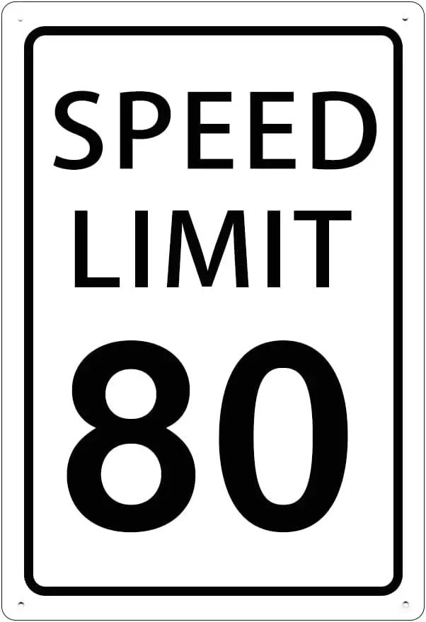Y1,Speed Limit 80 Mph Sign Slow Down Aluminum Road And Street -aluminum