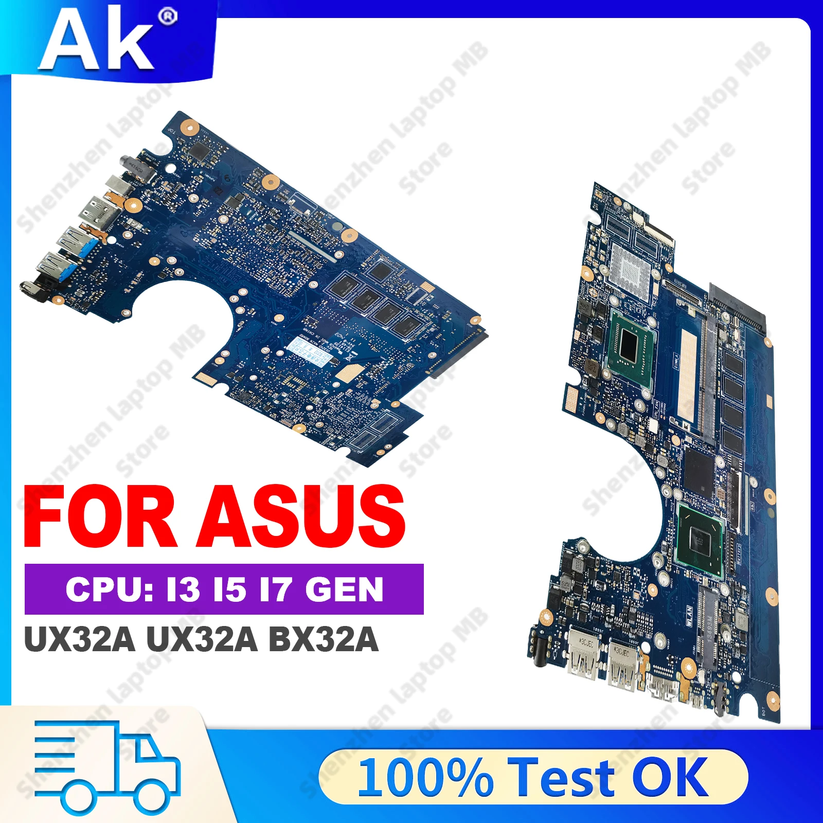 UX32A Laptop Motherboard For ASUS ZenBook UX32A BX32A Notebook Mainboard I3-3217U I5-3317U I7-3517U-CPU 2G/4G-RAM 100% tests OK