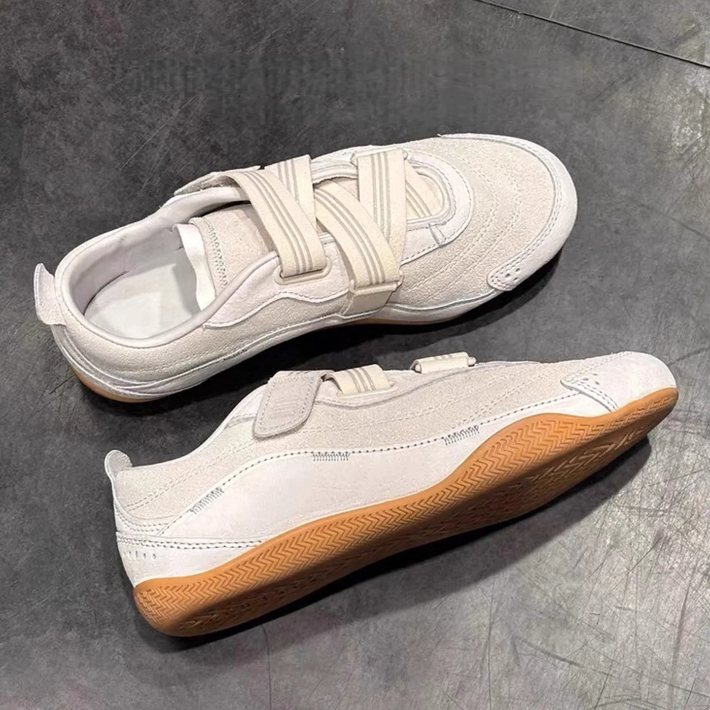 French Retro-Style Velcro Ballet Training Shoes for Women—Versatile Casual Sneakers
