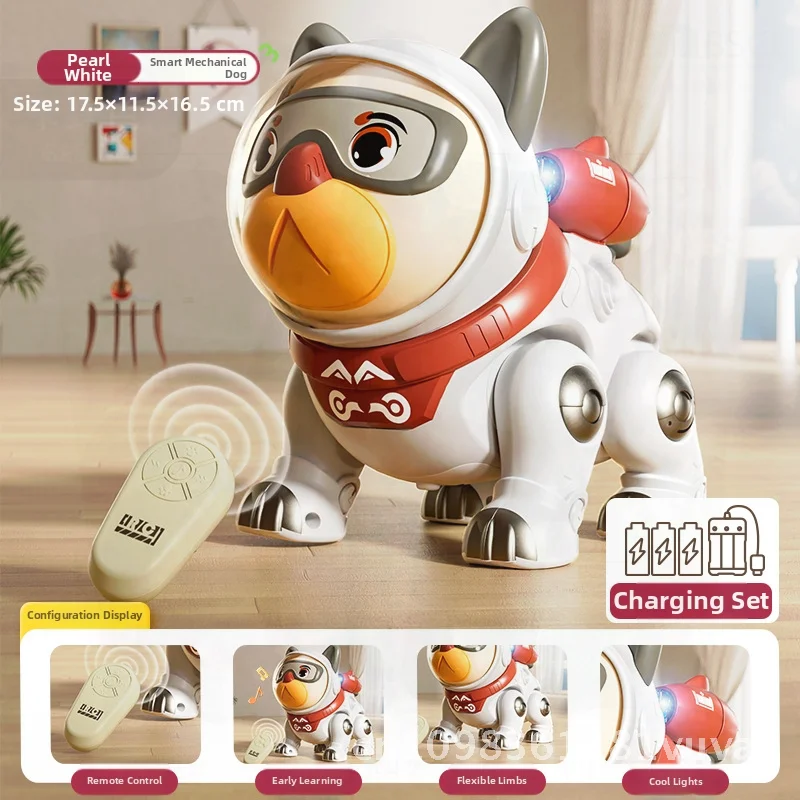 Jouet de chien Robot électrique pour chiot, éducation précoce pour enfants, animal de compagnie intelligent mécanique interactif avec son et lumière pour garçons et filles