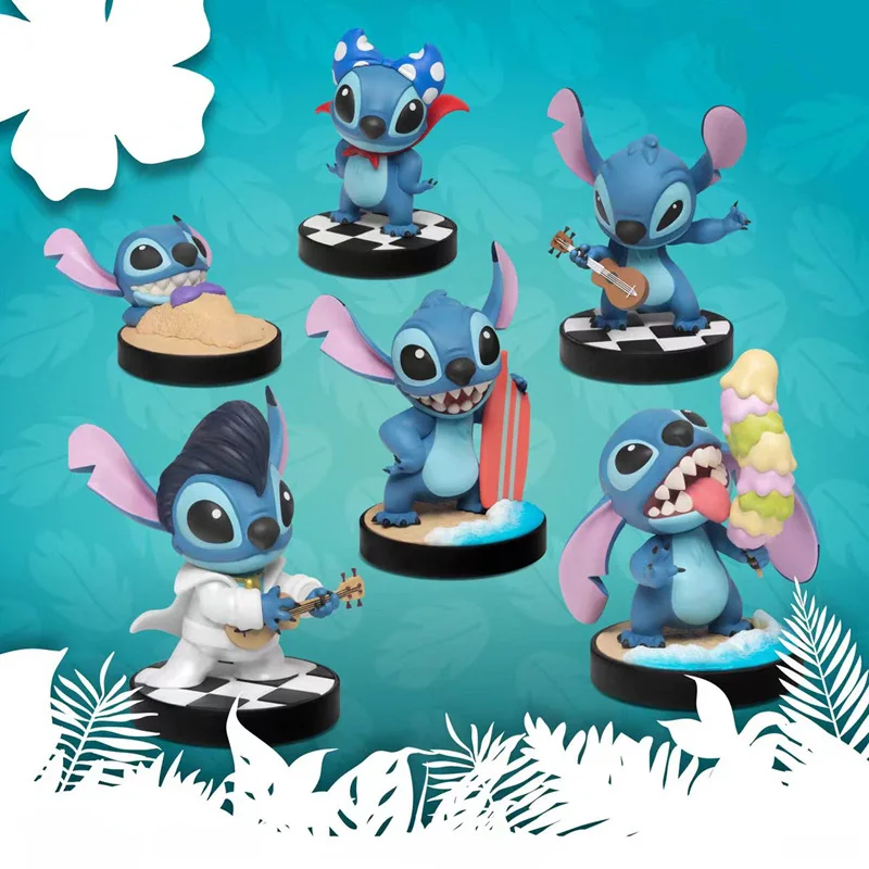 Disney Lilo & Stitch ฤดูร้อนสไตล์กล่องตาบอด Stitch Beach Party การ์ตูนสร้างสรรค์ของเล่นเดสก์ท็อปเครื่องประดับของขวัญแปลกใจ