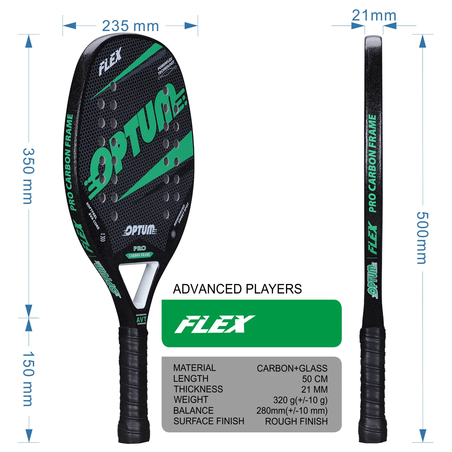 OPTUM FLEX Carbon Fiber Beach Tennis Racket