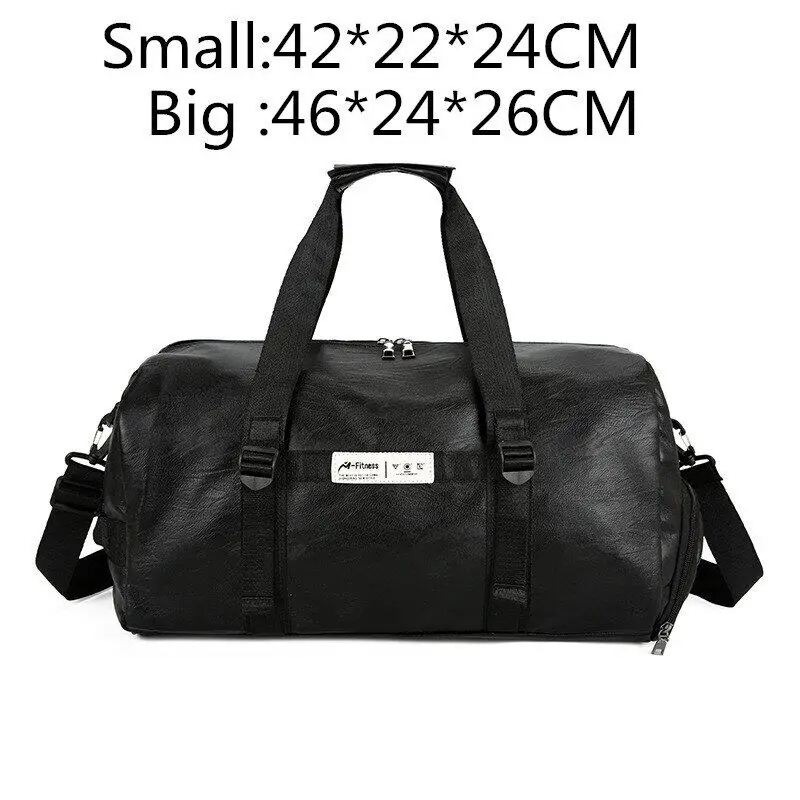 Bolsa de gimnasio de cuero Pu para hombre y mujer, bolso de hombro impermeable para entrenamiento, viaje, deporte, grande