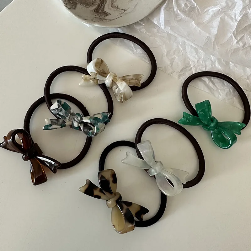 Acetate Bow Sweet Elegant Hair Rope Hair Ring Rubber Band Ponytail Headdress Flower Hair Accessories Hair Band for Hair Ties