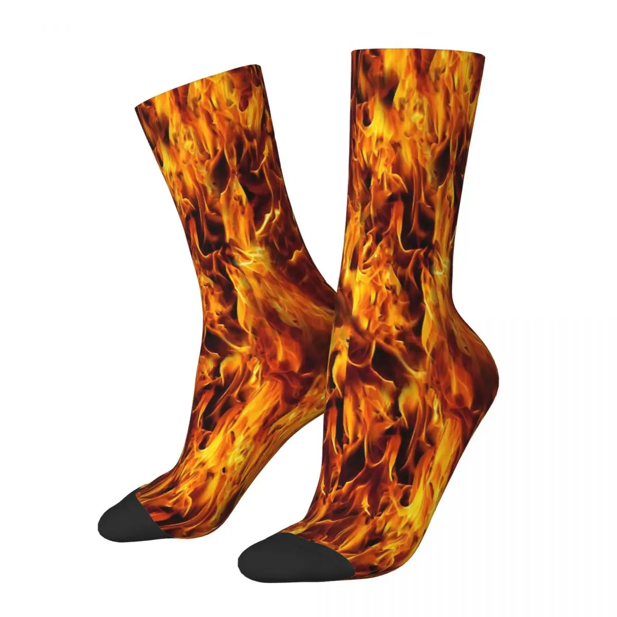 Fire And Flames Pattern Socks Male Mens Women Autumn Stockings Polyester