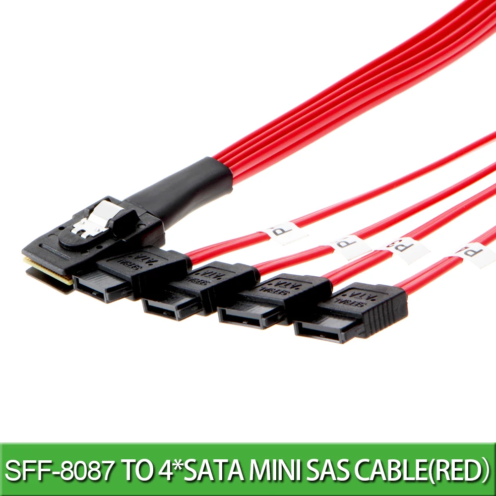 Mini SAS Cable SFF-8087 to SATA Mini SAS Breakout Cable SFF8087 to SATA Mini-SAS to 4X SATA SAS to SATA Breakout RED Cable