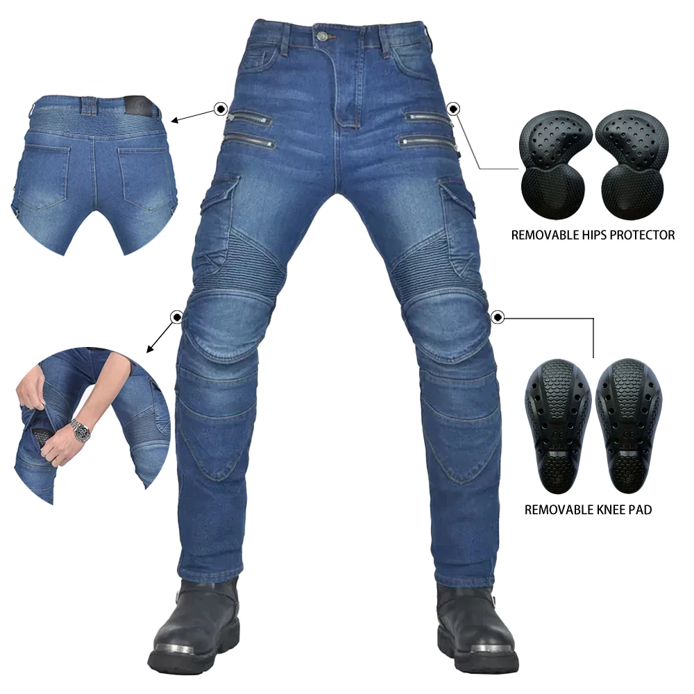 

Новые мотоциклетные кевларовые брюки на молнии для мотокросса, четыре сезона, дышащие синие джинсы, мото туристические брюки для верховой езды, гоночные брюки против падения