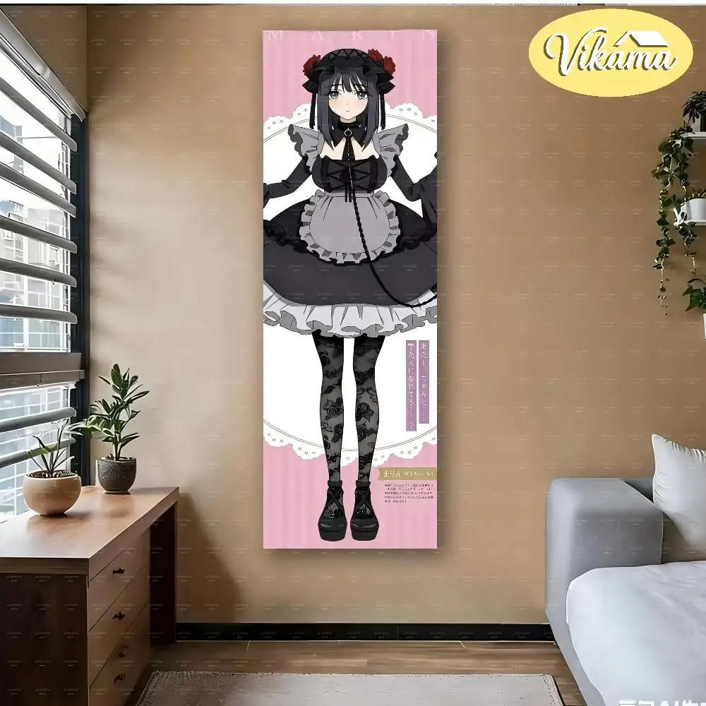 Vertical Anime Girl Wall Hanging, Lolita Maid Manga Polyester Tapestry, Decorative Backdrop for Dorm Rooms and Bedrooms