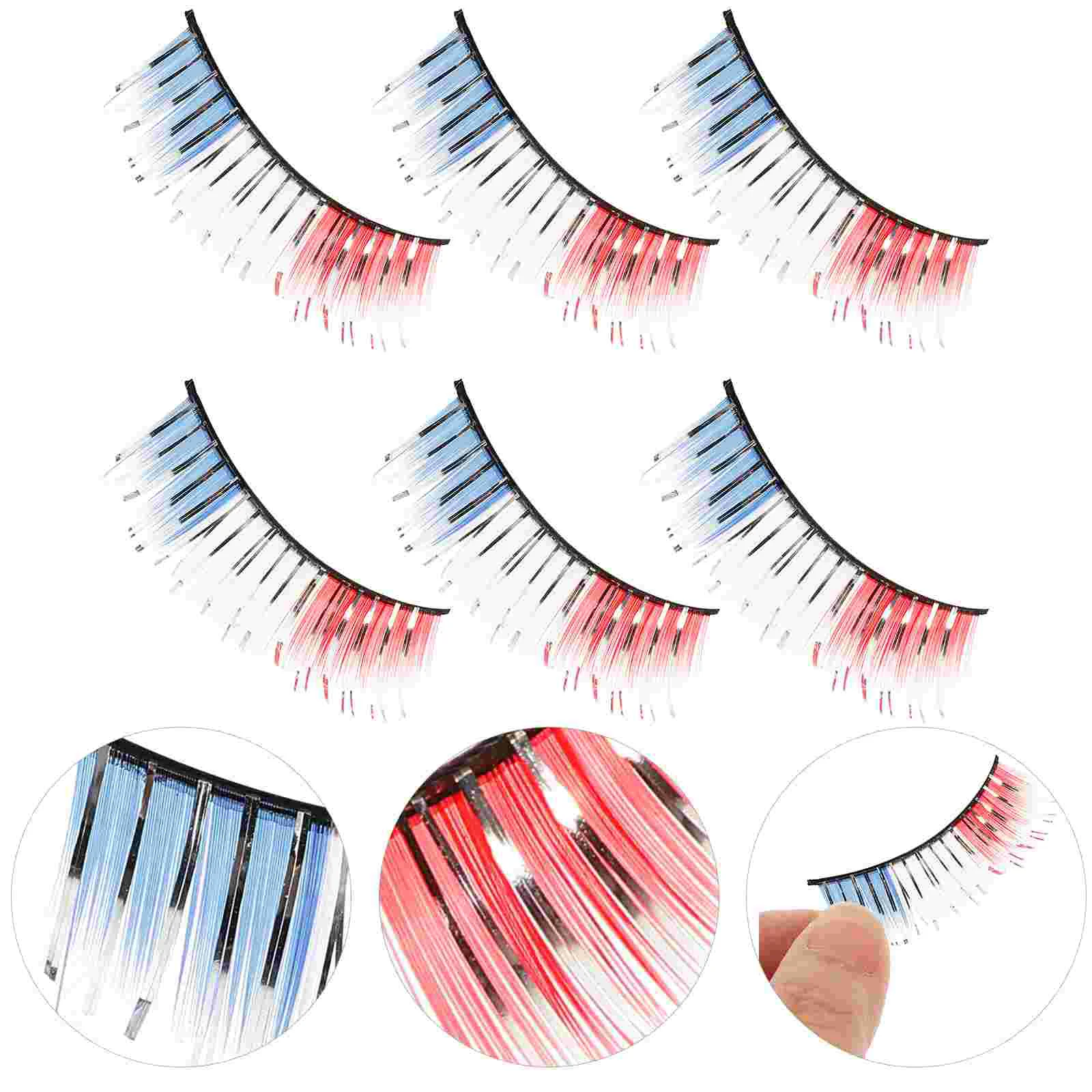 3 Pairs of Colorful Fake Eyelashes Curly Eyelashes Extension for Halloween Performance Carnival (Random Style)